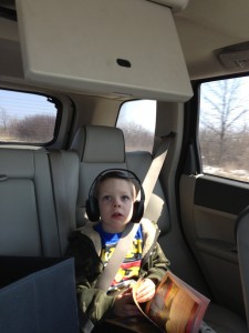 He LOVES to ride in Meme's car so he can watch movies!