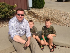 My boys patiently waiting while I hang out extra long with family.