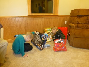 Patrick checking out the loot.