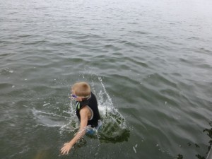 First jump in the lake!