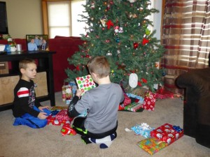 Passing out the presents