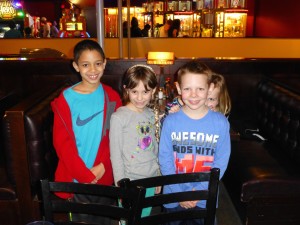 His school friends (Talia's hiding behind him)