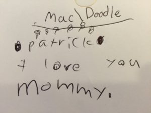 Patrick wrote his own note after his name. I was so excited!